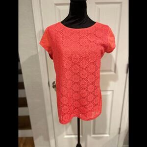 Liz Claiborne Salmon Pink Lace Front Tunic Top Size Medium